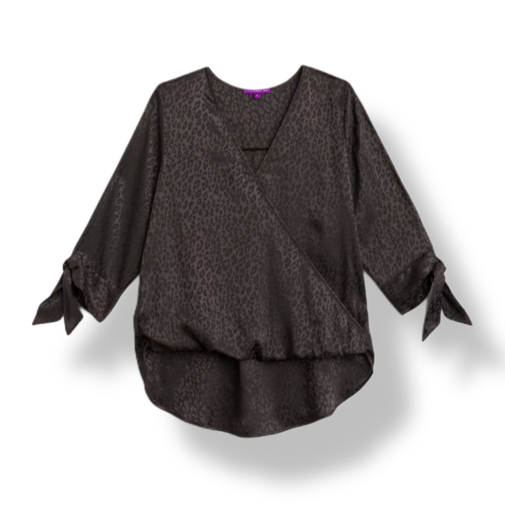 Allan Surplice Tie Sleeve High Low Blouse